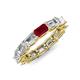 4 - Beverly 5x3 mm Emerald Cut Natural Diamond and Ruby Eternity Band 