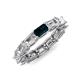 4 - Beverly 5x3 mm Emerald Cut Natural Diamond and London Blue Topaz Eternity Band 