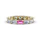 1 - Beverly 5x3 mm Emerald Cut Lab Grown Diamond and Pink Sapphire Eternity Band 