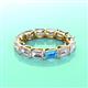 3 - Beverly 5x3 mm Emerald Cut Lab Grown Diamond and Blue Topaz Eternity Band 