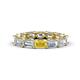 1 - Beverly 5x3 mm Emerald Cut Lab Grown Diamond and Yellow Sapphire Eternity Band 