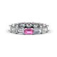 1 - Beverly 5x3 mm Emerald Cut Lab Grown Diamond and Pink Sapphire Eternity Band 