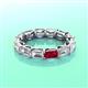 3 - Beverly 5x3 mm Emerald Cut Lab Grown Diamond and Ruby Eternity Band 