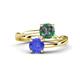 1 - Jianna 6.00 mm Cushion Lab Created Alexandrite and Round Tanzanite 2 Stone Promise Ring 