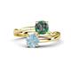 1 - Jianna 6.00 mm Cushion Lab Created Alexandrite and Round Aquamarine 2 Stone Promise Ring 