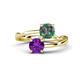 1 - Jianna 6.00 mm Cushion Lab Created Alexandrite and Round Amethyst 2 Stone Promise Ring 