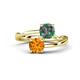 1 - Jianna 6.00 mm Cushion Lab Created Alexandrite and Round Citrine 2 Stone Promise Ring 