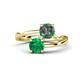 1 - Jianna 6.00 mm Cushion Lab Created Alexandrite and Round Emerald 2 Stone Promise Ring 