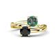 1 - Jianna 6.00 mm Cushion Lab Created Alexandrite and Round Black Diamond 2 Stone Promise Ring 