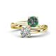 1 - Jianna 6.00 mm Cushion Lab Created Alexandrite and GIA Certified Round Natural Diamond 2 Stone Promise Ring 