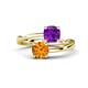 1 - Jianna 6.00 mm Cushion Amethyst and Round Citrine 2 Stone Promise Ring 