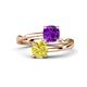 1 - Jianna 6.00 mm Cushion Amethyst and Round Yellow Diamond 2 Stone Promise Ring 