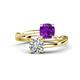 1 - Jianna 6.00 mm Cushion Amethyst and GIA Certified Round Natural Diamond 2 Stone Promise Ring 