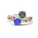 1 - Jianna 6.00 mm Cushion Lab Created Alexandrite and Round Tanzanite 2 Stone Promise Ring 