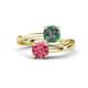 1 - Jianna 6.00 mm Cushion Lab Created Alexandrite and Round Pink Tourmaline 2 Stone Promise Ring 