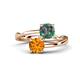 1 - Jianna 6.00 mm Cushion Lab Created Alexandrite and Round Citrine 2 Stone Promise Ring 