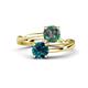 1 - Jianna 6.00 mm Cushion Lab Created Alexandrite and Round Blue Diamond 2 Stone Promise Ring 