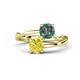 1 - Jianna 6.00 mm Cushion Lab Created Alexandrite and Round Yellow Diamond 2 Stone Promise Ring 