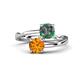 1 - Jianna 6.00 mm Cushion Lab Created Alexandrite and Round Citrine 2 Stone Promise Ring 