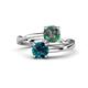 1 - Jianna 6.00 mm Cushion Lab Created Alexandrite and Round Blue Diamond 2 Stone Promise Ring 