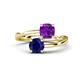 1 - Jianna 6.00 mm Cushion Amethyst and Round Blue Sapphire 2 Stone Promise Ring 