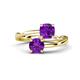 1 - Jianna 6.00 mm Cushion and Round Amethyst 2 Stone Promise Ring 