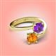 4 - Jianna 6.00 mm Cushion Amethyst and Round Citrine 2 Stone Promise Ring 