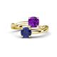 1 - Jianna 6.00 mm Cushion Amethyst and Round Iolite 2 Stone Promise Ring 