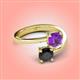 4 - Jianna 6.00 mm Cushion Amethyst and Round Black Diamond 2 Stone Promise Ring 
