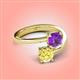4 - Jianna 6.00 mm Cushion Amethyst and Round Lab Created Yellow Sapphire 2 Stone Promise Ring 