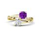 1 - Jianna 6.00 mm Cushion Amethyst and Round White Sapphire 2 Stone Promise Ring 