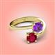 4 - Jianna 6.00 mm Cushion Amethyst and Round Ruby 2 Stone Promise Ring 