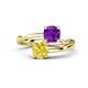 1 - Jianna 6.00 mm Cushion Amethyst and Round Yellow Diamond 2 Stone Promise Ring 
