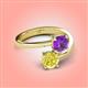4 - Jianna 6.00 mm Cushion Amethyst and Round Yellow Diamond 2 Stone Promise Ring 