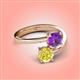 4 - Jianna 6.00 mm Cushion Amethyst and Round Yellow Diamond 2 Stone Promise Ring 