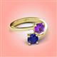 4 - Jianna 6.00 mm Cushion Amethyst and Round Blue Sapphire 2 Stone Promise Ring 