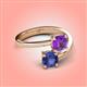 4 - Jianna 6.00 mm Cushion Amethyst and Round Iolite 2 Stone Promise Ring 