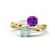 1 - Jianna 6.00 mm Cushion Amethyst and Round Opal 2 Stone Promise Ring 