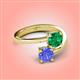 4 - Jianna 6.00 mm Cushion Lab Created Emerald and Round Tanzanite 2 Stone Promise Ring 