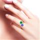 3 - Jianna 6.00 mm Cushion Lab Created Emerald and Round Tanzanite 2 Stone Promise Ring 