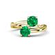 1 - Jianna 6.00 mm Cushion Lab Created Emerald and Round Natural Emerald 2 Stone Promise Ring 