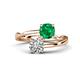1 - Jianna 6.00 mm Cushion Lab Created Emerald and GIA Certified Round Natural Diamond 2 Stone Promise Ring 