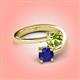 4 - Jianna 6.00 mm Cushion Peridot and Round Blue Sapphire 2 Stone Promise Ring 