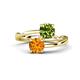 1 - Jianna 6.00 mm Cushion Peridot and Round Citrine 2 Stone Promise Ring 