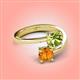 4 - Jianna 6.00 mm Cushion Peridot and Round Citrine 2 Stone Promise Ring 