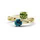 1 - Jianna 6.00 mm Cushion Peridot and Round Blue Diamond 2 Stone Promise Ring 