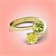 4 - Jianna 6.00 mm Cushion Peridot and Round Yellow Diamond 2 Stone Promise Ring 