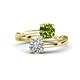 1 - Jianna 6.00 mm Cushion Peridot and GIA Certified Round Natural Diamond 2 Stone Promise Ring 