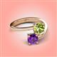 4 - Jianna 6.00 mm Cushion Peridot and Round Amethyst 2 Stone Promise Ring 