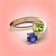 4 - Jianna 6.00 mm Cushion Peridot and Round Iolite 2 Stone Promise Ring 